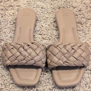 A New Day Tan Braided Sandals with Flat Sole